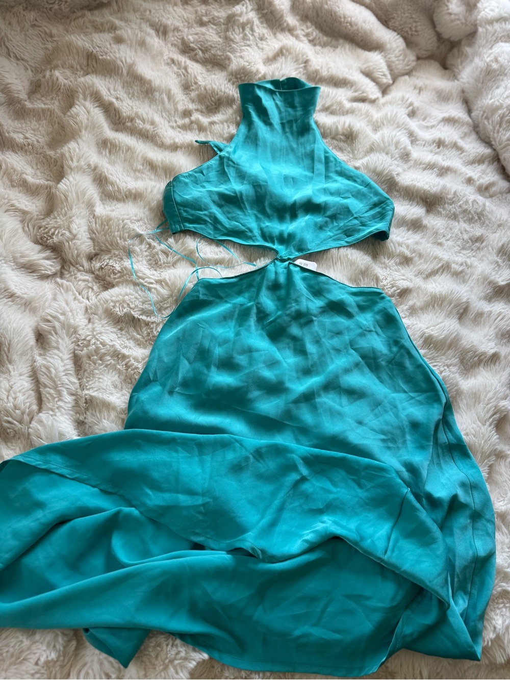 Teal Halter Cutout Maxi Dress